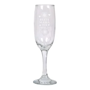 Sektglas mit Gravur „Beste Mama der Welt“ Sonnenblumen