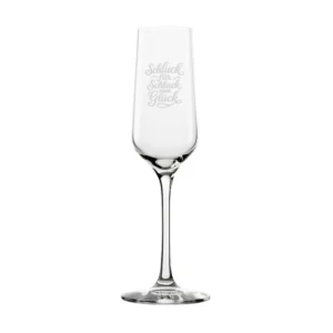 Sektglas mit Gravur – „Schluck für Schluck zum Glück“
