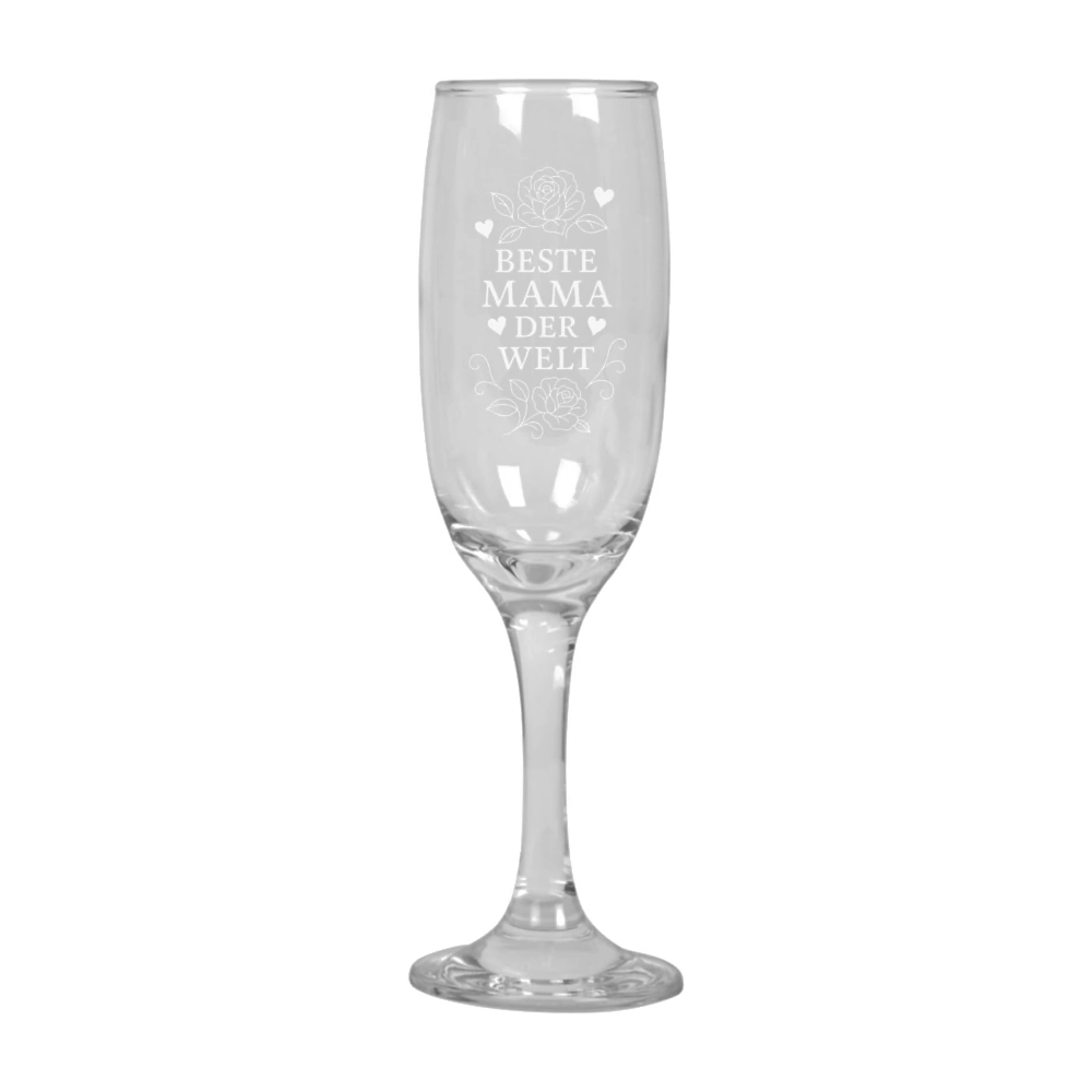Sektglas mit personalisierter Lasergravur im Cocoglas Konfigurator